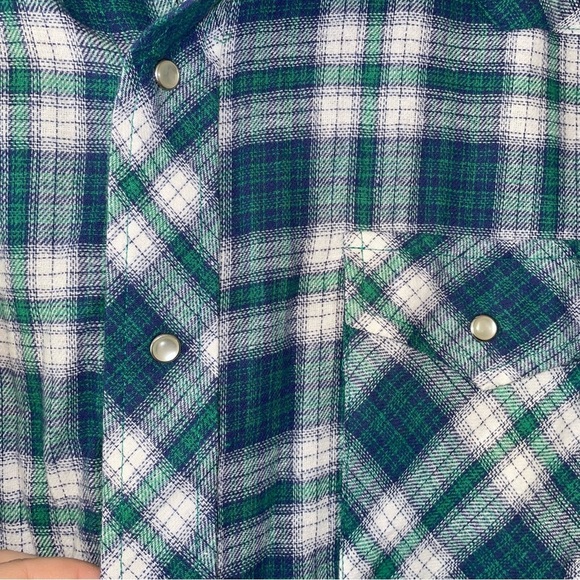 Wrangler Plaid Pearl Snap Cotton Button Up Wrancher Shirt Size XXL - Picture 4 of 8